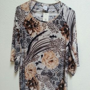 NWT Brittany Black Brown Tine Blouse